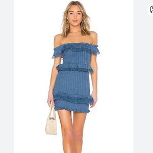 Tularosa Horizon Blue Ruffle Mini Dress